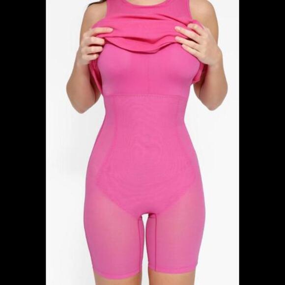 NWT Pink Popilush Shapewear Modal Crew Neck Slimming Maxi Dress, Size Large - Picture 5 of 9